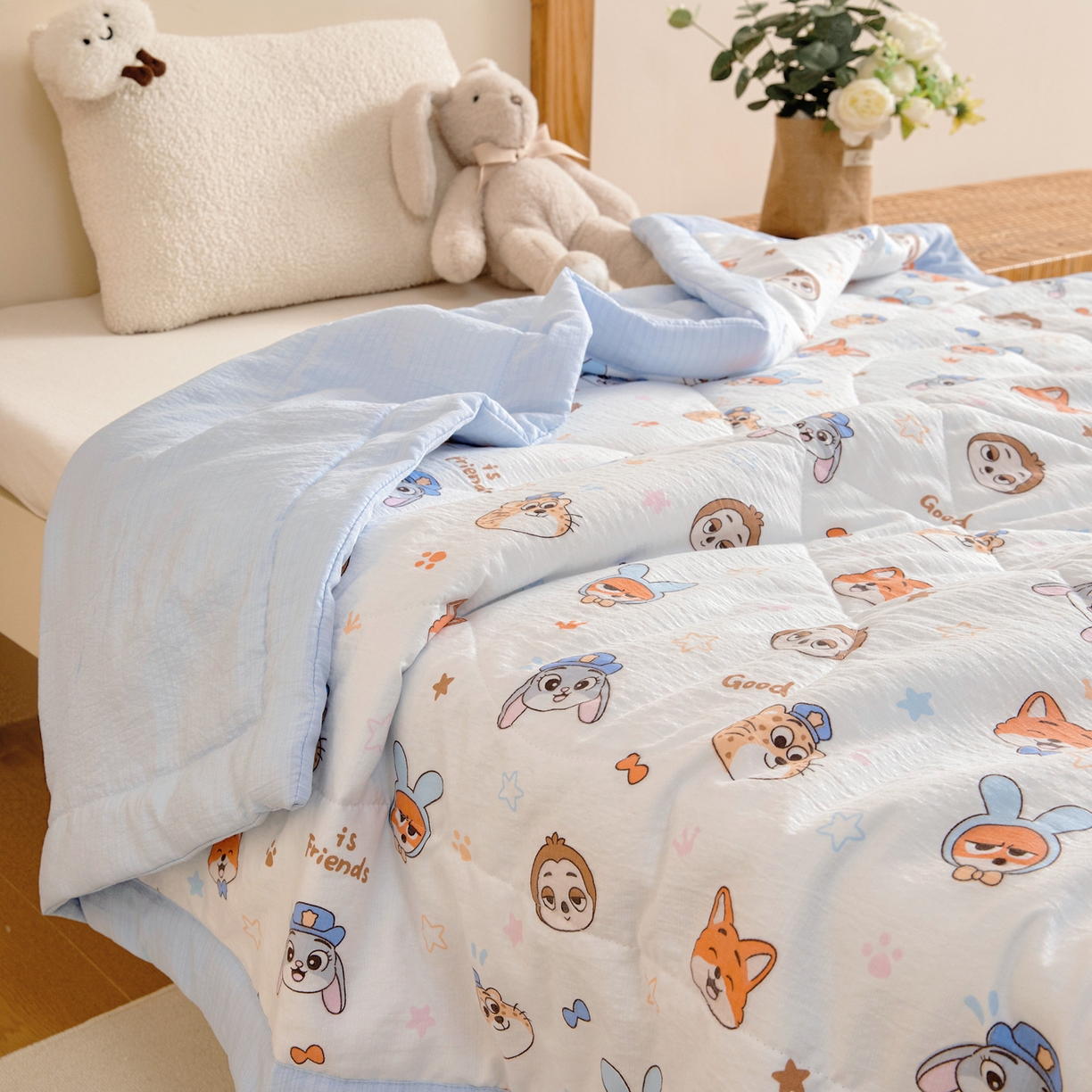 91家纺网 家纺一手货源 找家纺 御棉坊 2026新款A类柔肤棉儿童夏被宝宝空调被幼儿园午睡夏凉被丝绵薄被子 超级行动队