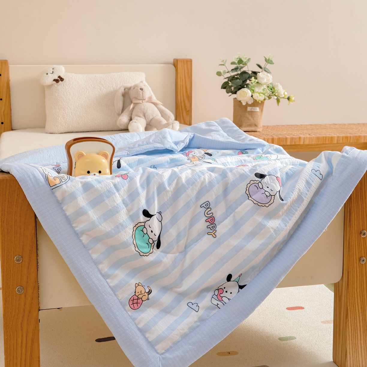 91家纺网 家纺一手货源 找家纺 御棉坊 2026新款A类柔肤棉儿童夏被宝宝空调被幼儿园午睡夏凉被丝绵薄被子 快乐波比