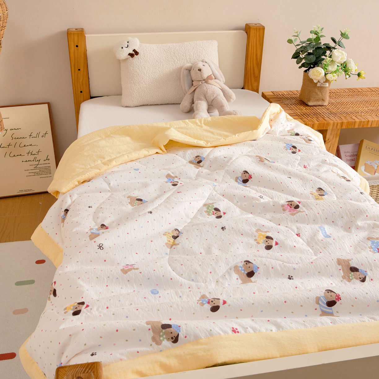 御棉坊 2026新款A类柔肤棉儿童夏被宝宝空调被幼儿园午睡夏凉被丝绵薄被子 点点狗