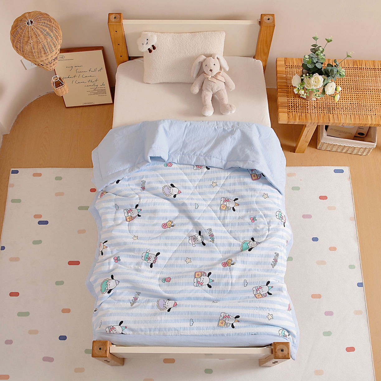 91家纺网 家纺一手货源 找家纺 御棉坊 2026新款A类柔肤棉儿童夏被宝宝空调被幼儿园午睡夏凉被丝绵薄被子 快乐波比