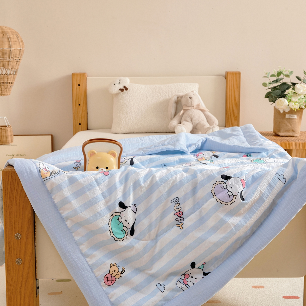 91家纺网 家纺一手货源 找家纺 御棉坊 2026新款A类柔肤棉儿童夏被宝宝空调被幼儿园午睡夏凉被丝绵薄被子 快乐波比