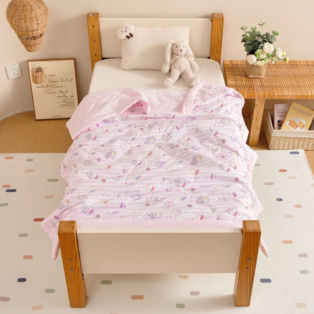 91家纺网 家纺一手货源 找家纺 御棉坊 2026新款A类柔肤棉儿童夏被宝宝空调被幼儿园午睡夏凉被丝绵薄被子 粉粉猫咪