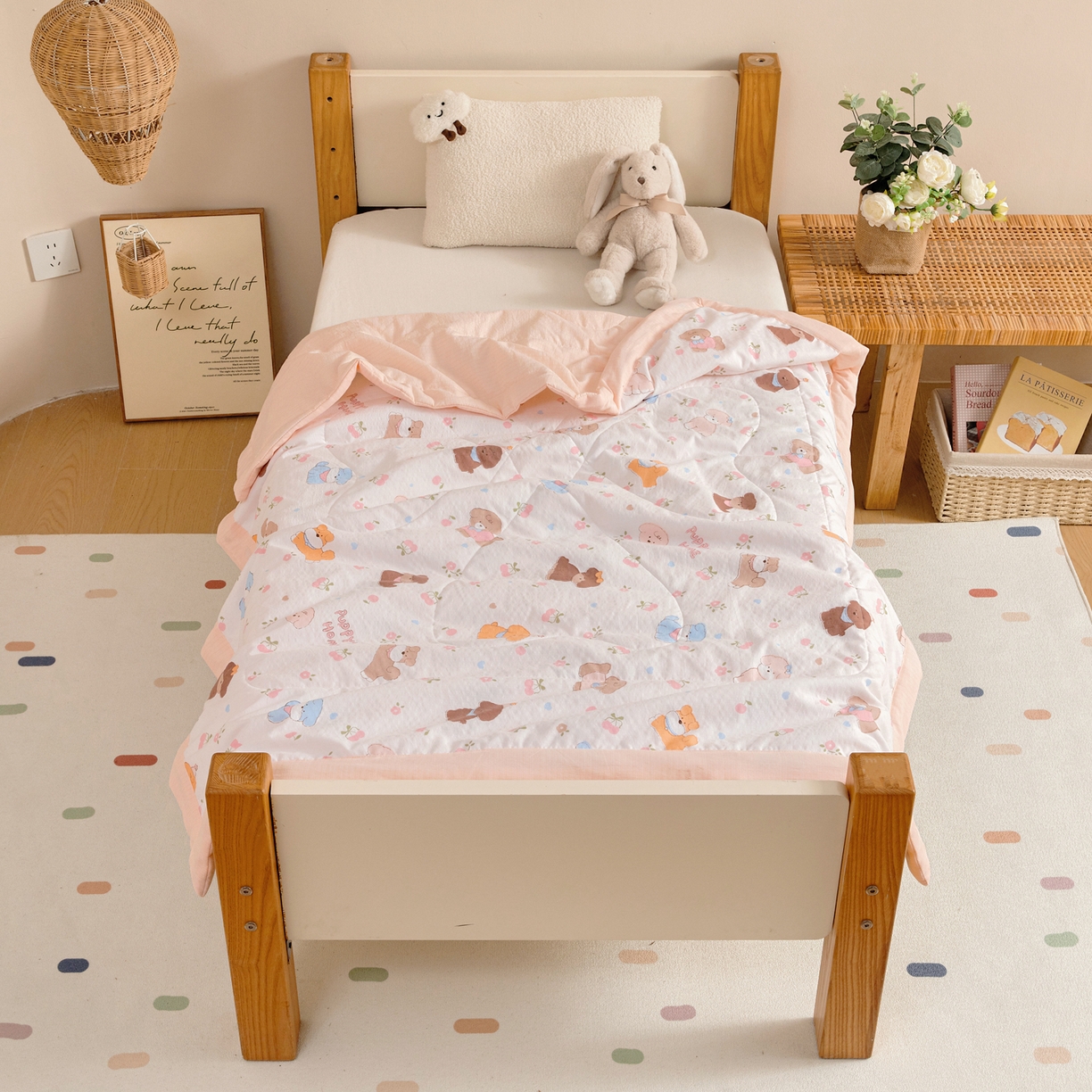 91家纺网 家纺一手货源 找家纺 御棉坊 2026新款A类柔肤棉儿童夏被宝宝空调被幼儿园午睡夏凉被丝绵薄被子 春日小狗