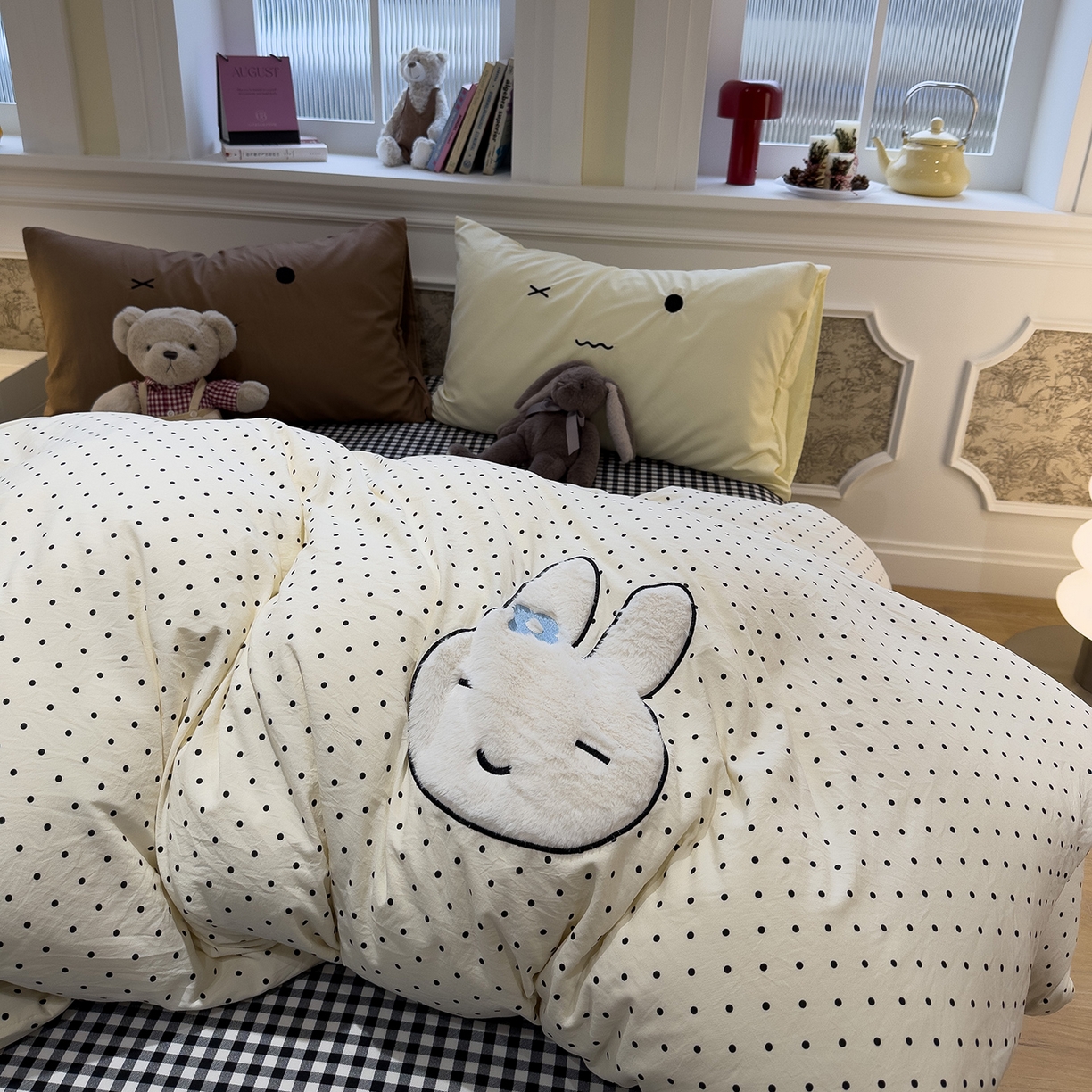 91家纺网 家纺一手货源 找家纺 （总）曼谷家纺 2026年 水洗棉兔毛贴布绣四件套被套床单学生双人