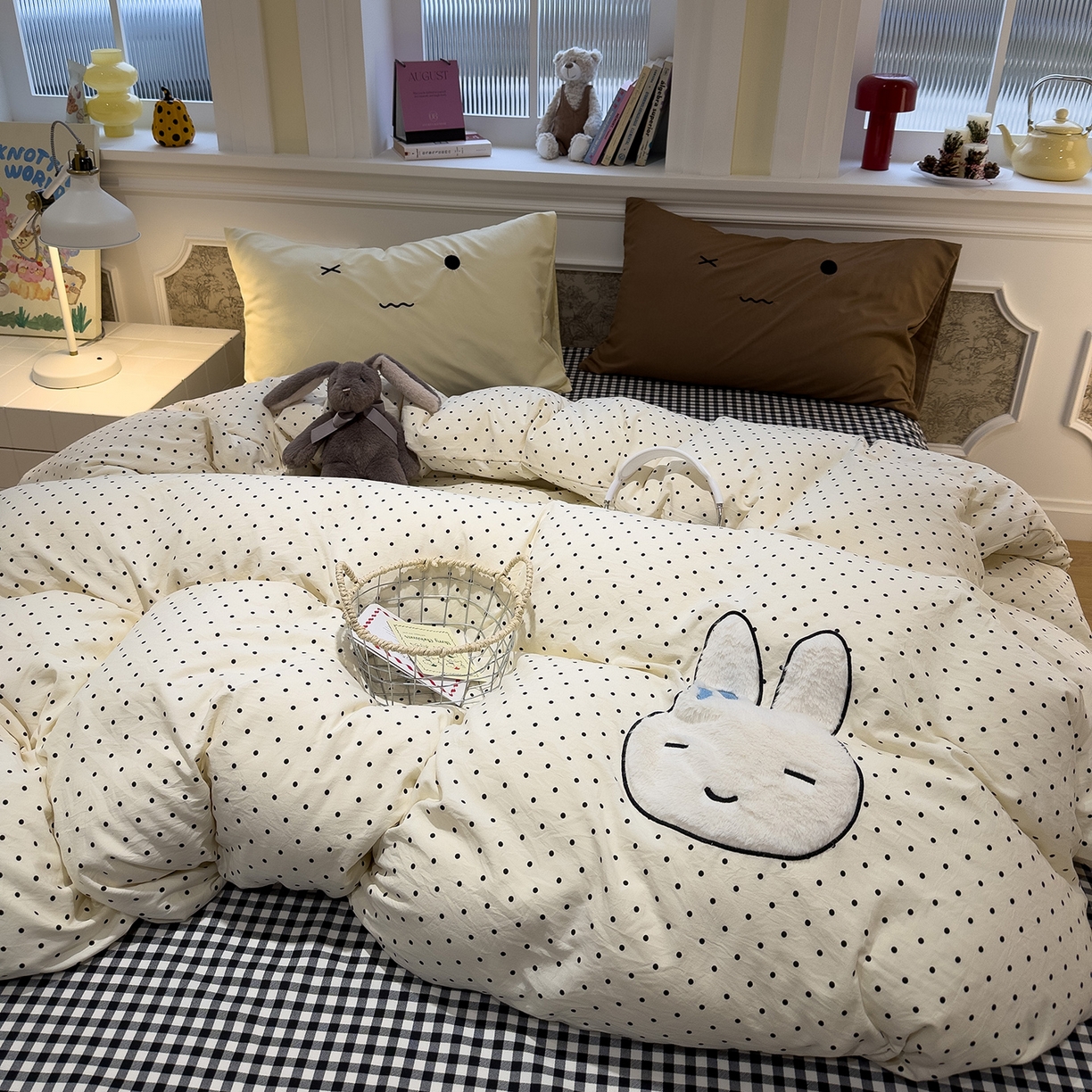 91家纺网 家纺一手货源 找家纺 （总）曼谷家纺 2026年 水洗棉兔毛贴布绣四件套被套床单学生双人