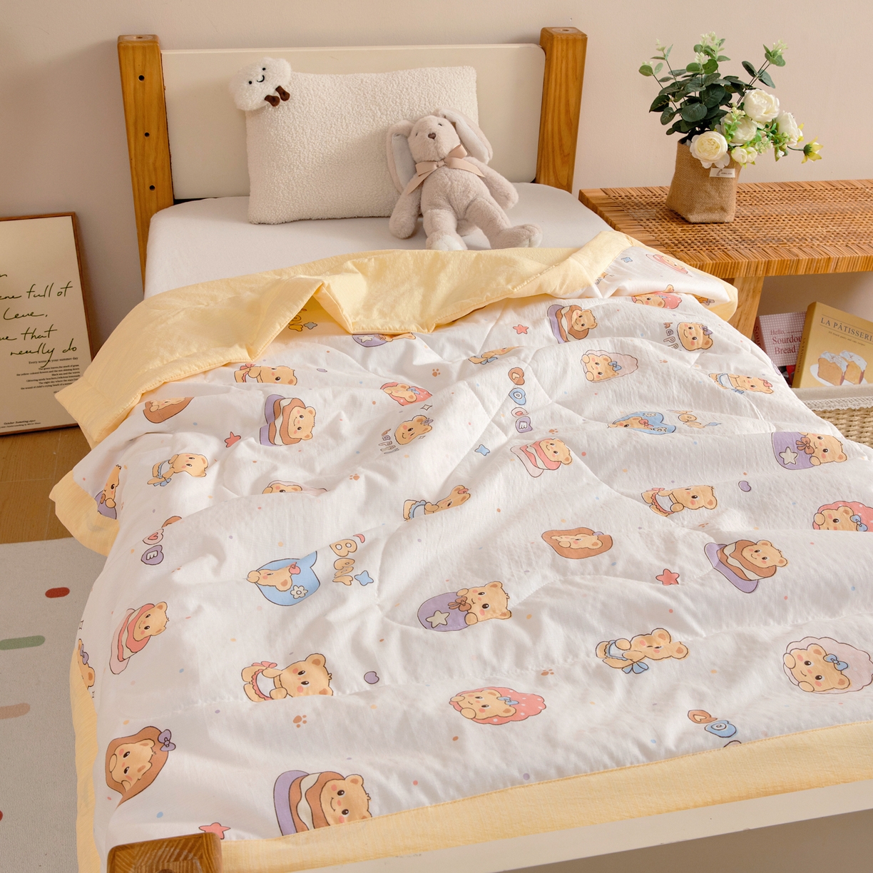 御棉坊 2026新款A类柔肤棉儿童夏被宝宝空调被幼儿园午睡夏凉被丝绵薄被子 面包小熊