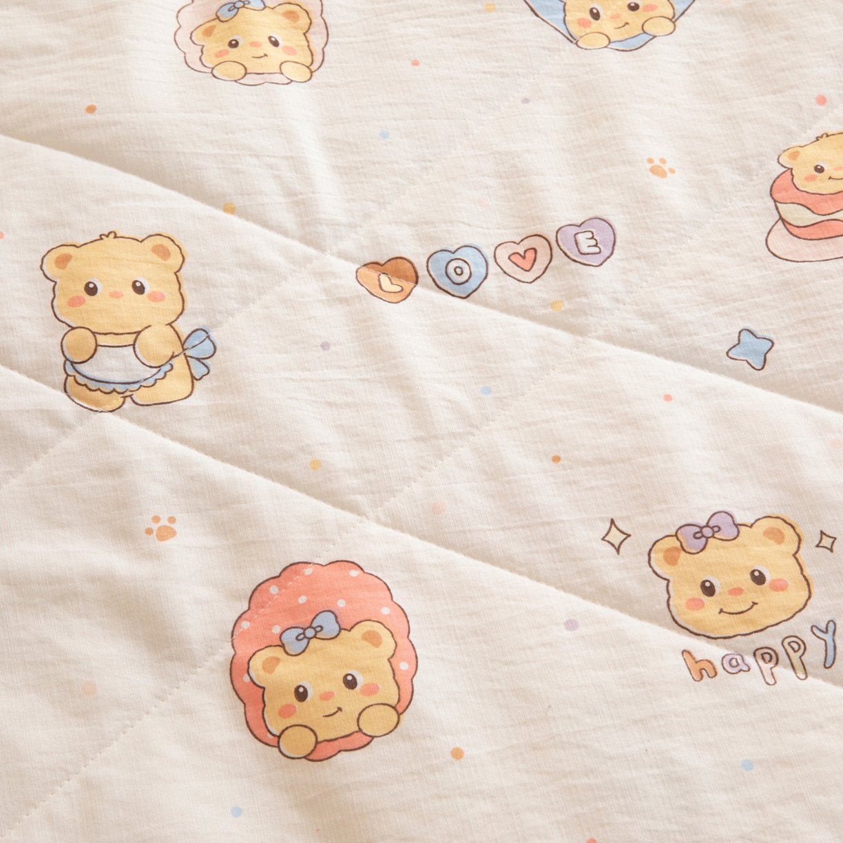 91家纺网 家纺一手货源 找家纺 御棉坊 2026新款A类柔肤棉儿童夏被宝宝空调被幼儿园午睡夏凉被丝绵薄被子 面包小熊