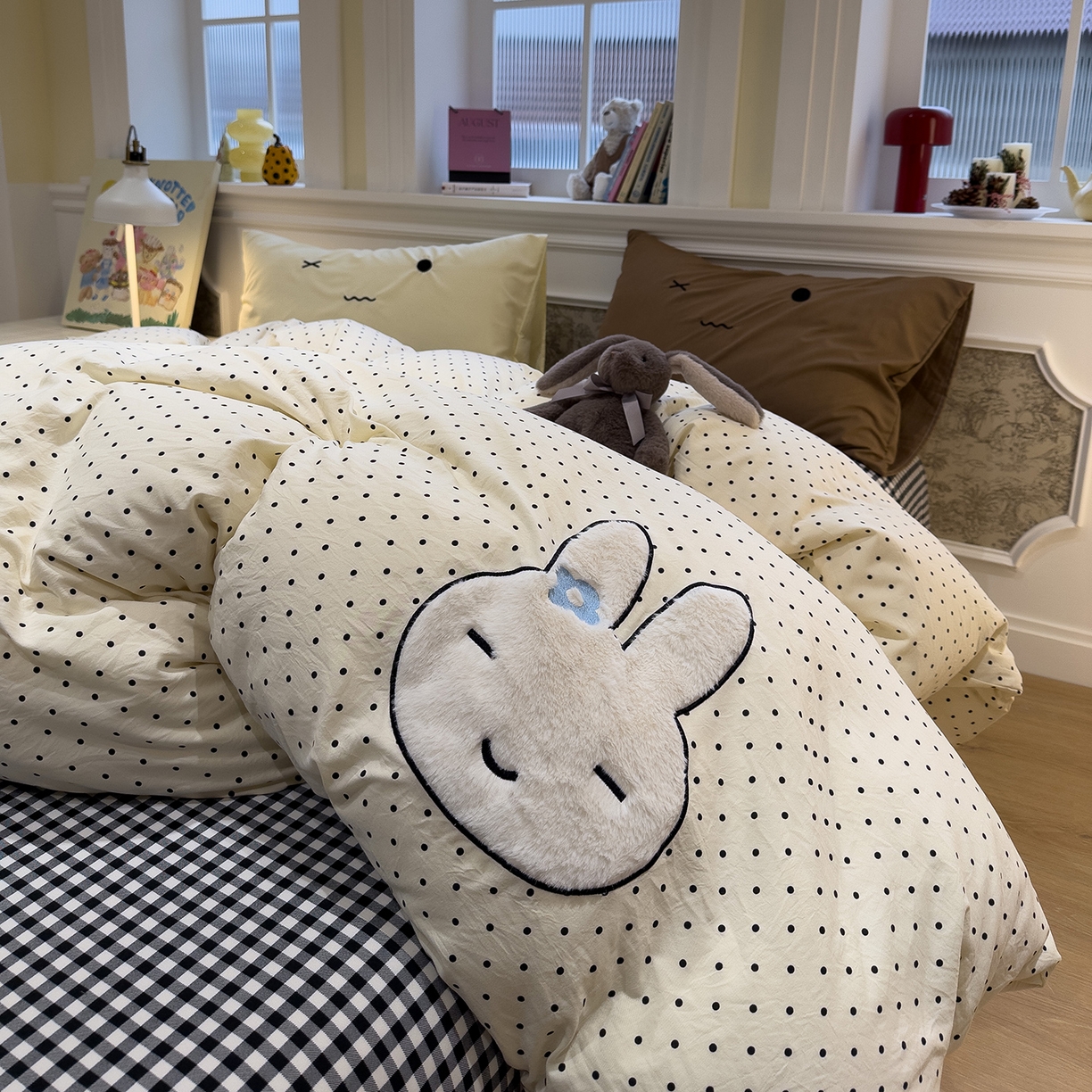 91家纺网 家纺一手货源 找家纺 （总）曼谷家纺 2026年 水洗棉兔毛贴布绣四件套被套床单学生双人