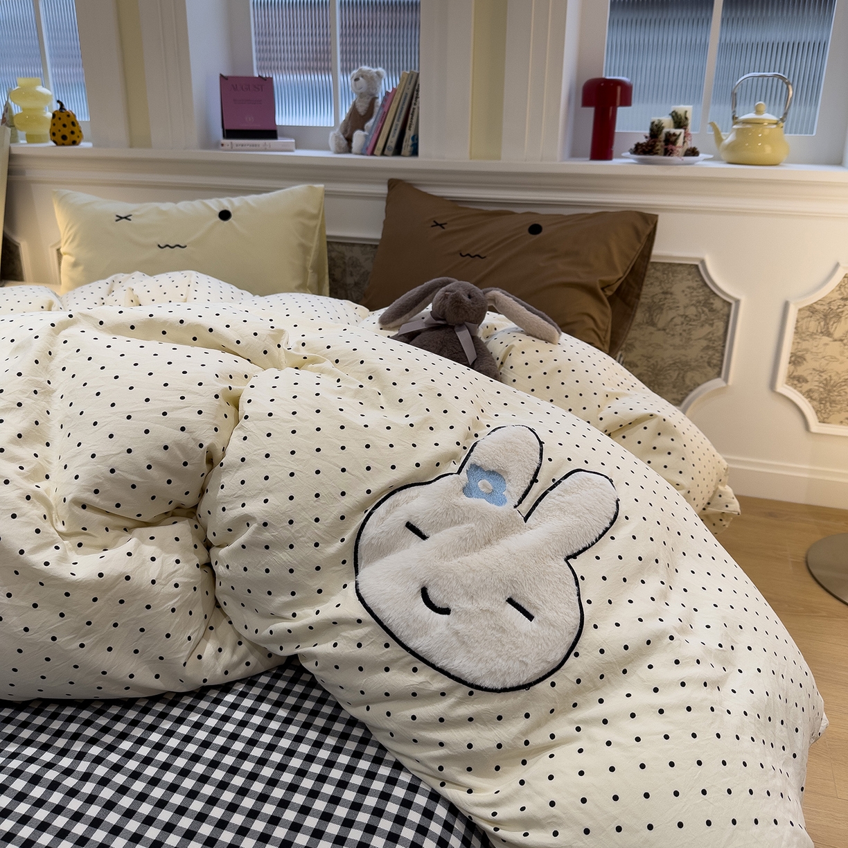 91家纺网 家纺一手货源 找家纺 （总）曼谷家纺 2026年 水洗棉兔毛贴布绣四件套被套床单学生双人