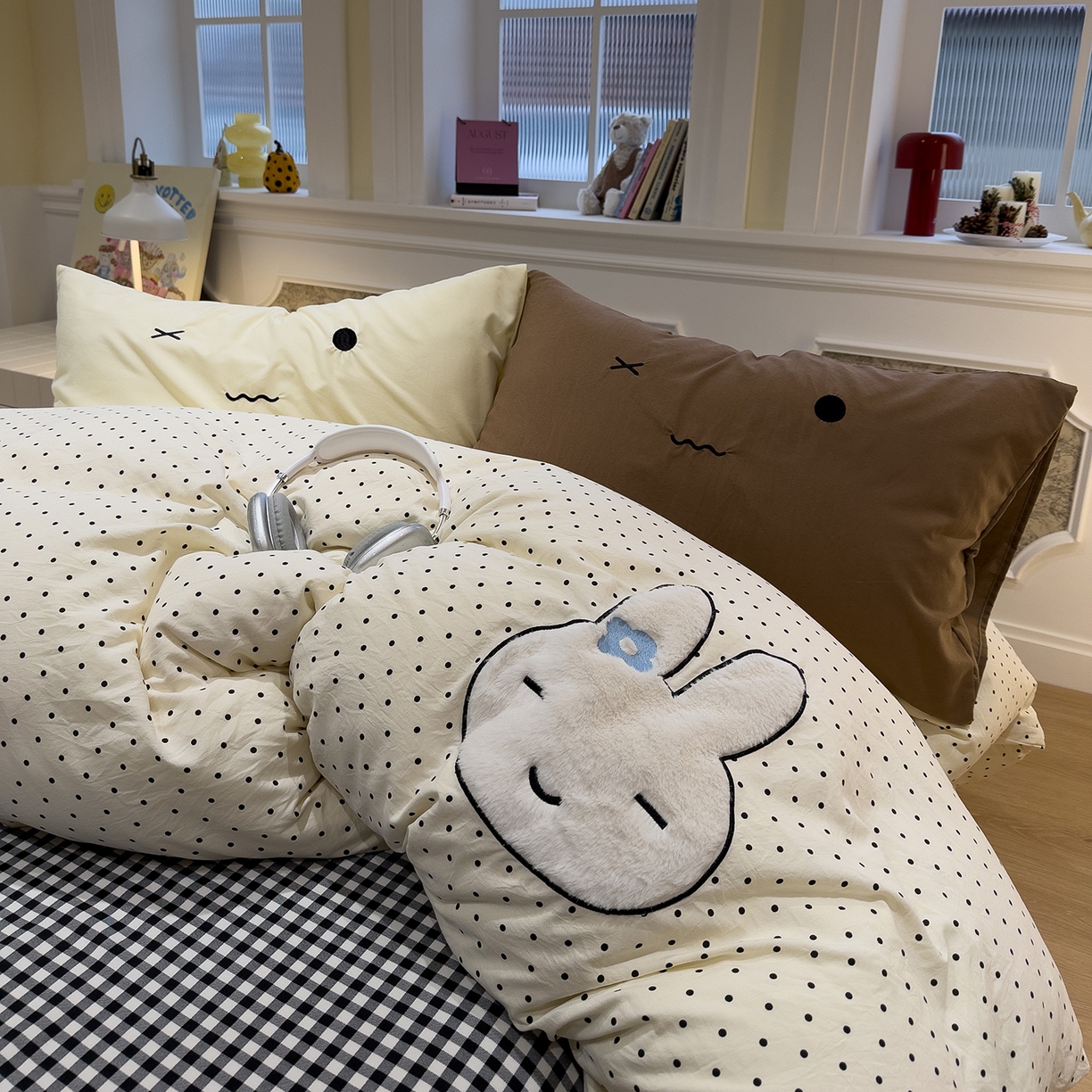 91家纺网 家纺一手货源 找家纺 （总）曼谷家纺 2026年 水洗棉兔毛贴布绣四件套被套床单学生双人