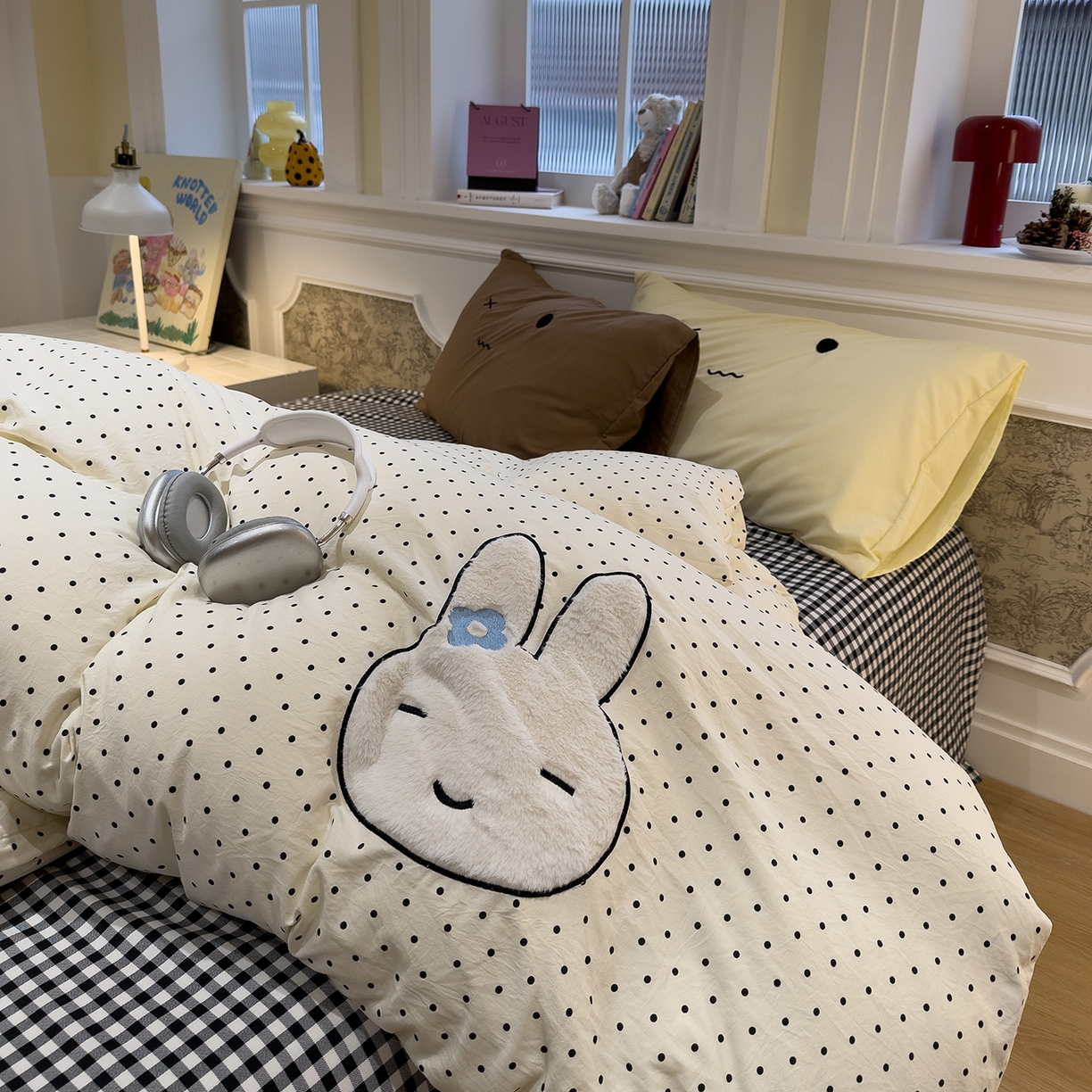 91家纺网 家纺一手货源 找家纺 （总）曼谷家纺 2026年 水洗棉兔毛贴布绣四件套被套床单学生双人