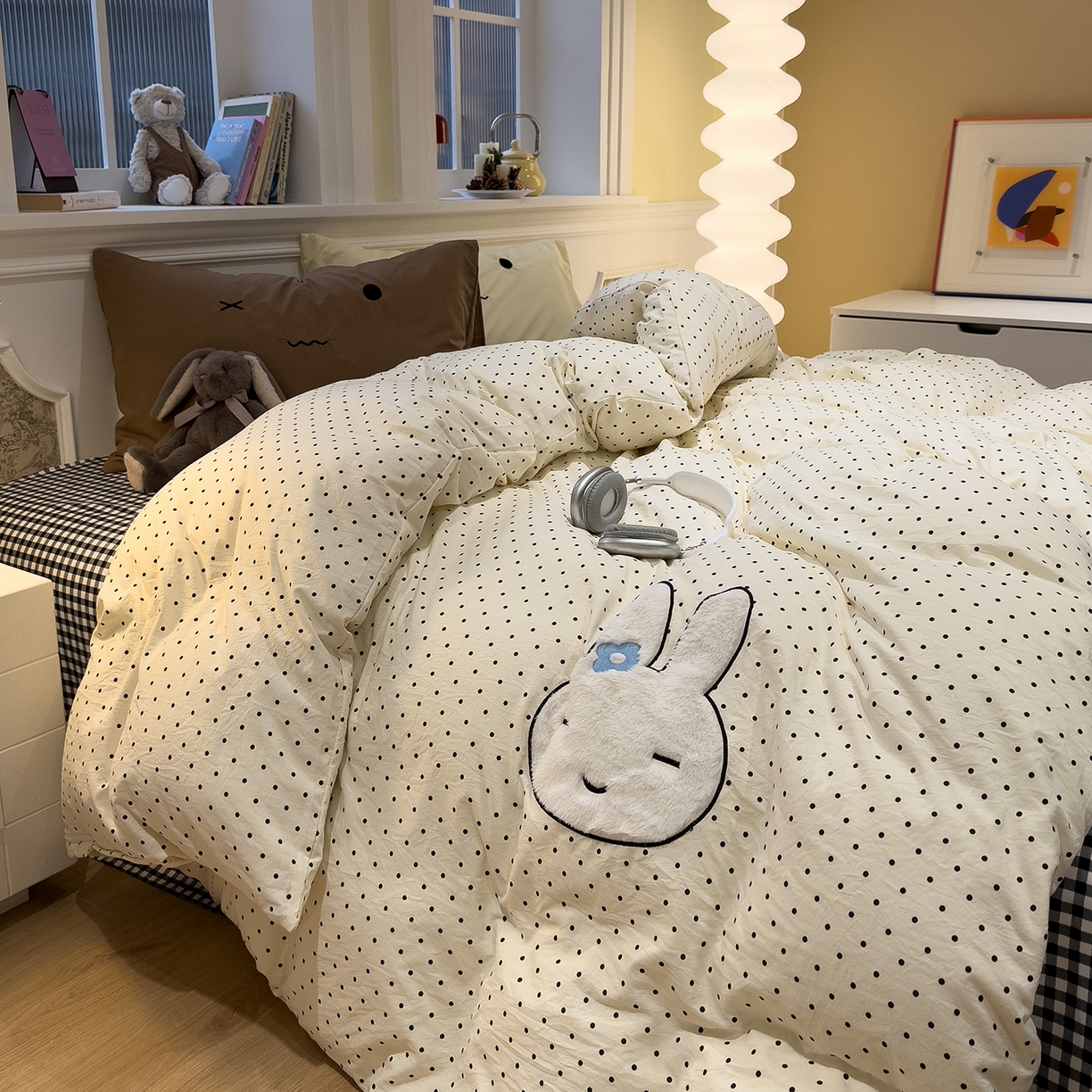 91家纺网 家纺一手货源 找家纺 （总）曼谷家纺 2026年 水洗棉兔毛贴布绣四件套被套床单学生双人