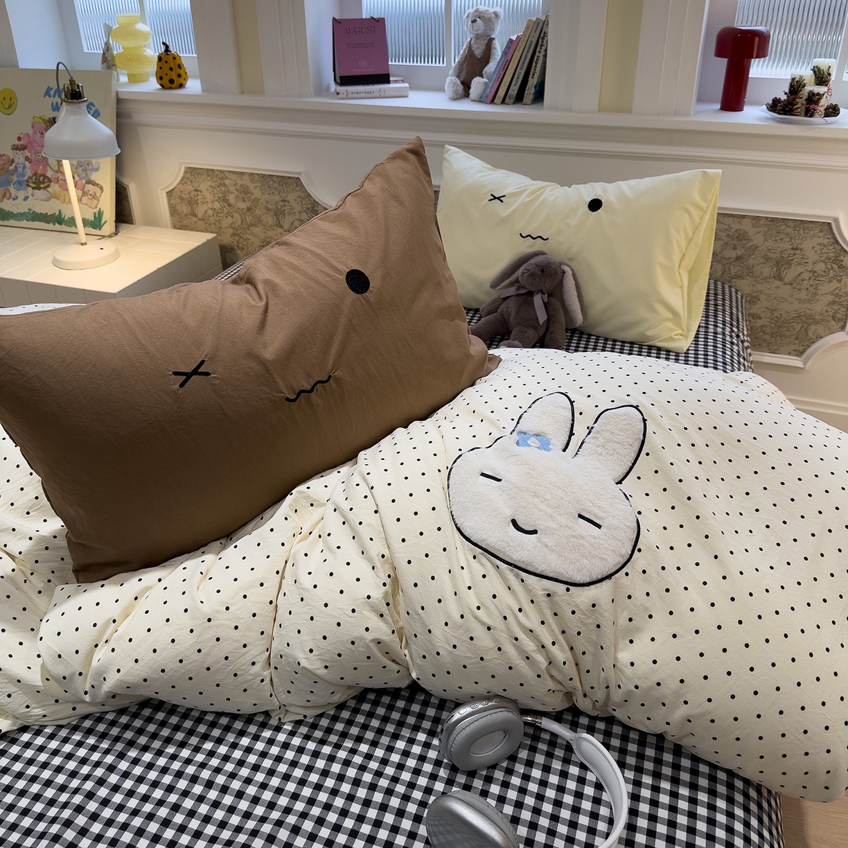 91家纺网 家纺一手货源 找家纺 （总）曼谷家纺 2026年 水洗棉兔毛贴布绣四件套被套床单学生双人