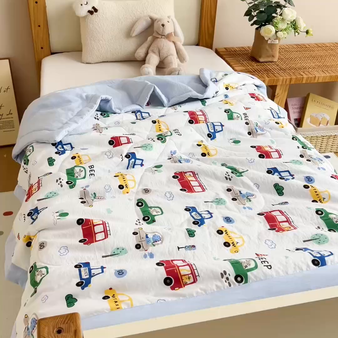 91家纺网 家纺一手货源 找家纺 御棉坊 2026新款A类柔肤棉儿童夏被宝宝空调被幼儿园午睡夏凉被丝绵薄被子 赛车达人