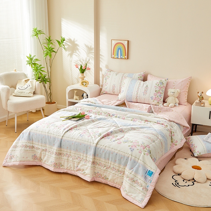 91家纺网 家纺一手货源 找家纺 海洋家纺 2026新款A类里外全棉印花夏被四件套 巴黎之约