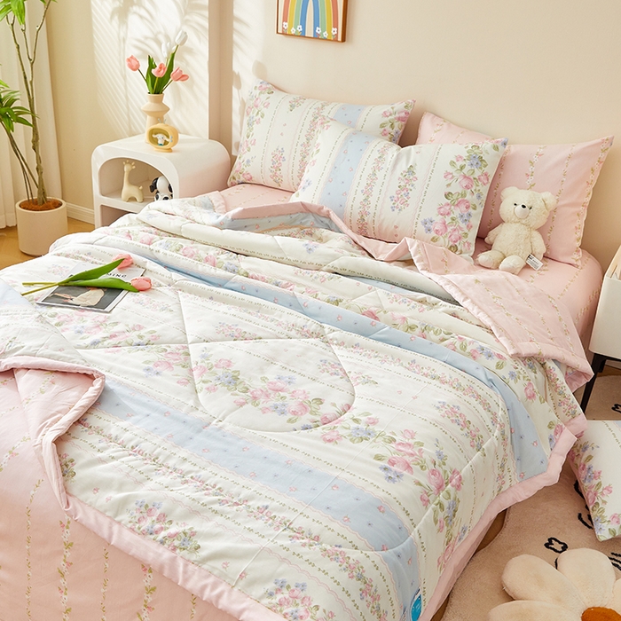 91家纺网 家纺一手货源 找家纺 海洋家纺 2026新款A类里外全棉印花夏被四件套 巴黎之约