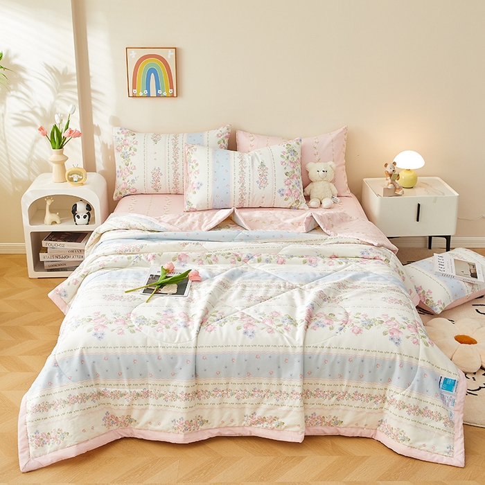 91家纺网 家纺一手货源 找家纺 海洋家纺 2026新款A类里外全棉印花夏被四件套 巴黎之约