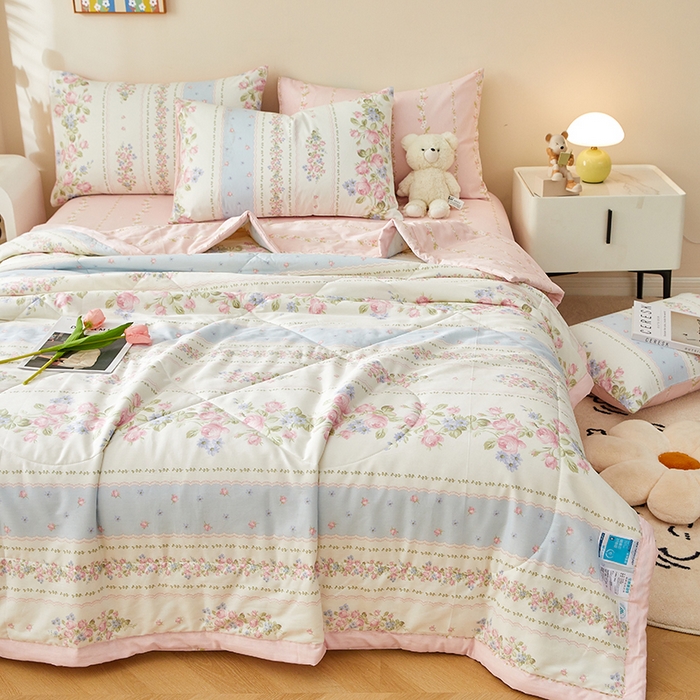 91家纺网 家纺一手货源 找家纺 海洋家纺 2026新款A类里外全棉印花夏被四件套 巴黎之约