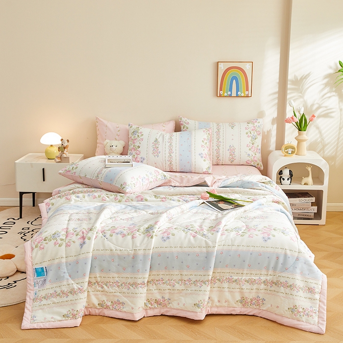 91家纺网 家纺一手货源 找家纺 海洋家纺 2026新款A类里外全棉印花夏被四件套 巴黎之约