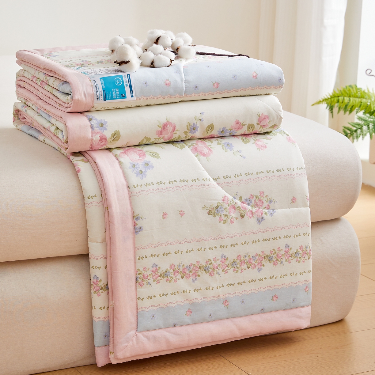 91家纺网 家纺一手货源 找家纺 海洋家纺 2026新款A类里外全棉印花夏被四件套 巴黎之约