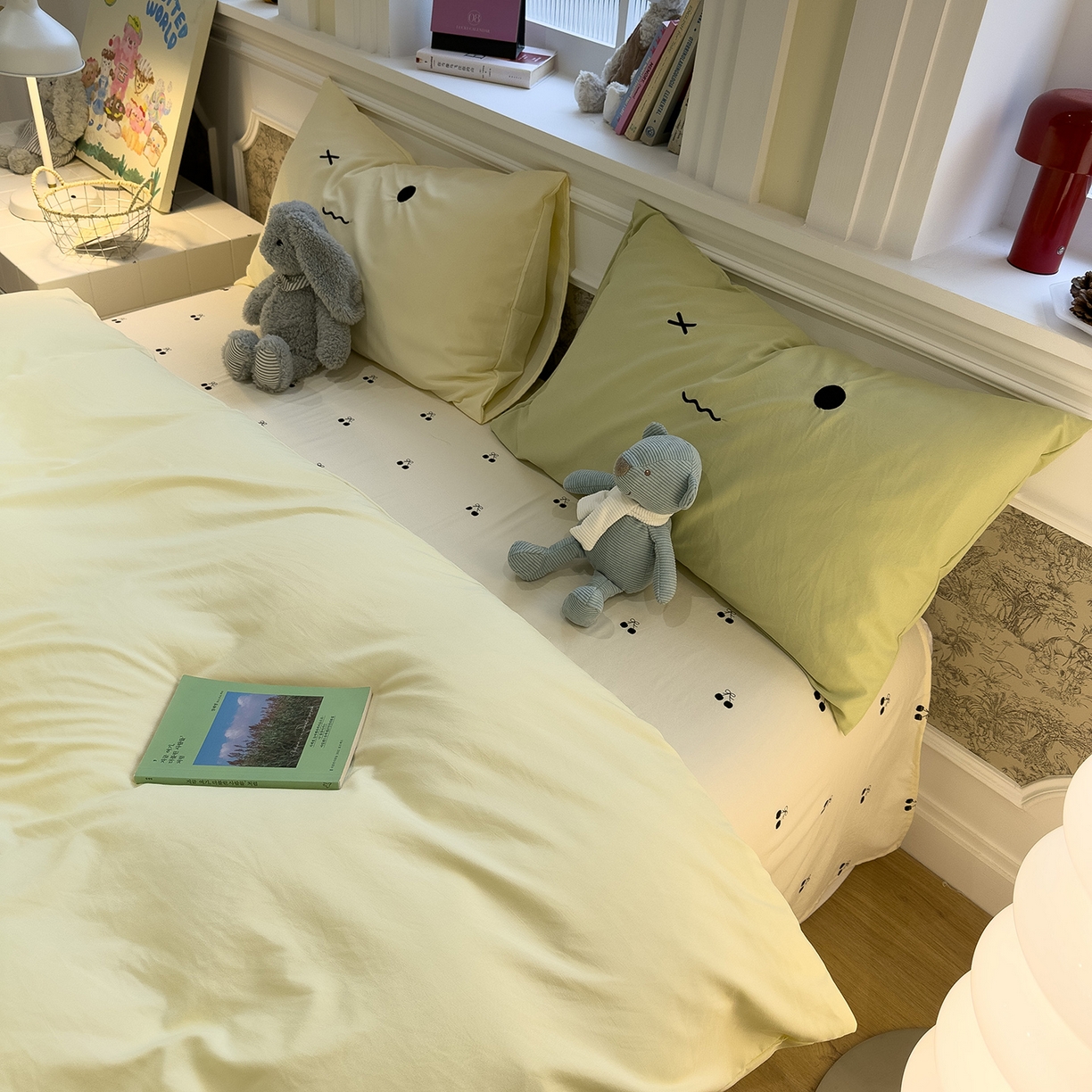 91家纺网 家纺一手货源 找家纺 曼谷家纺 2026年 水洗棉兔毛贴布绣四件套被套床单学生双人 菲菲兔-芝士樱桃