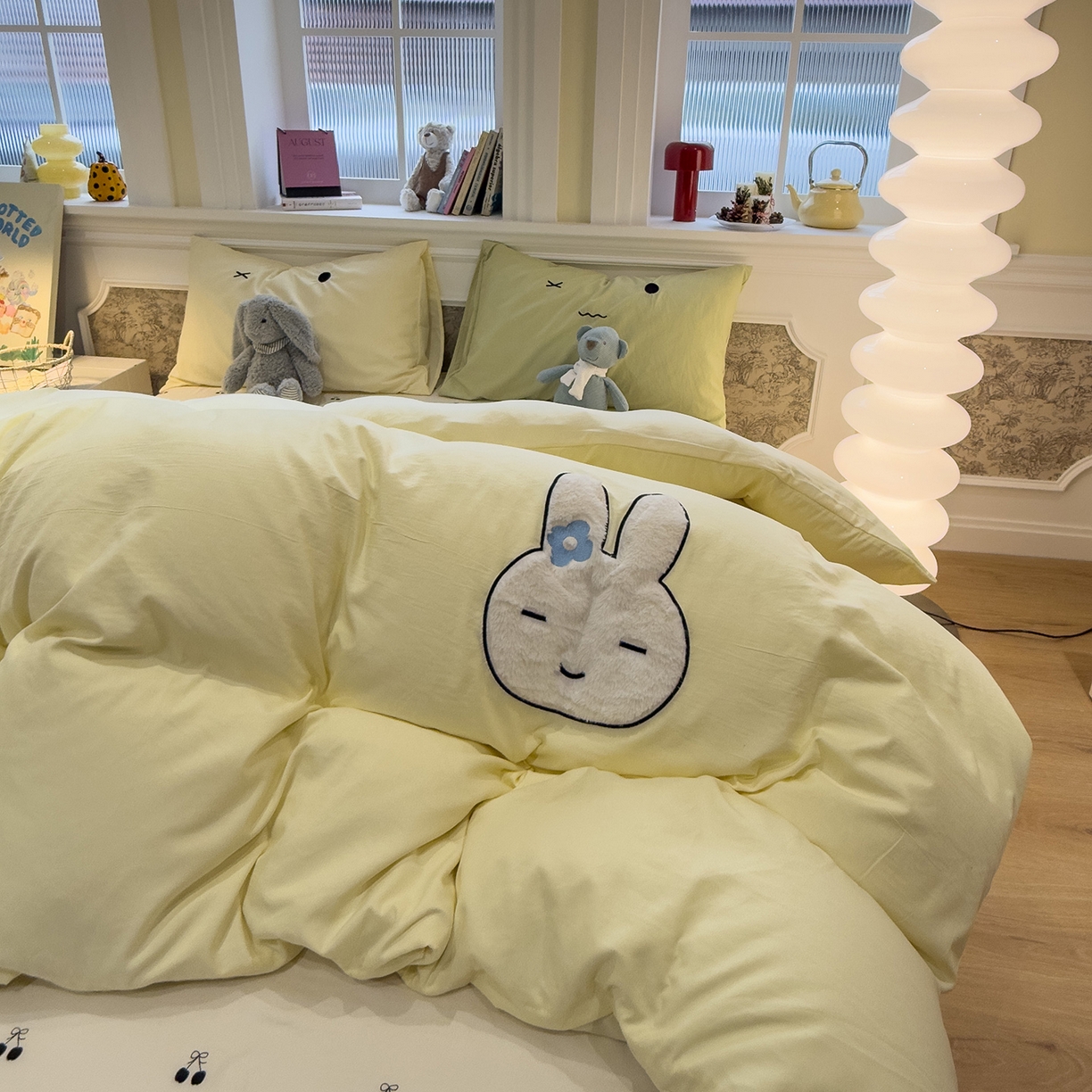 91家纺网 家纺一手货源 找家纺 曼谷家纺 2026年 水洗棉兔毛贴布绣四件套被套床单学生双人 菲菲兔-芝士樱桃