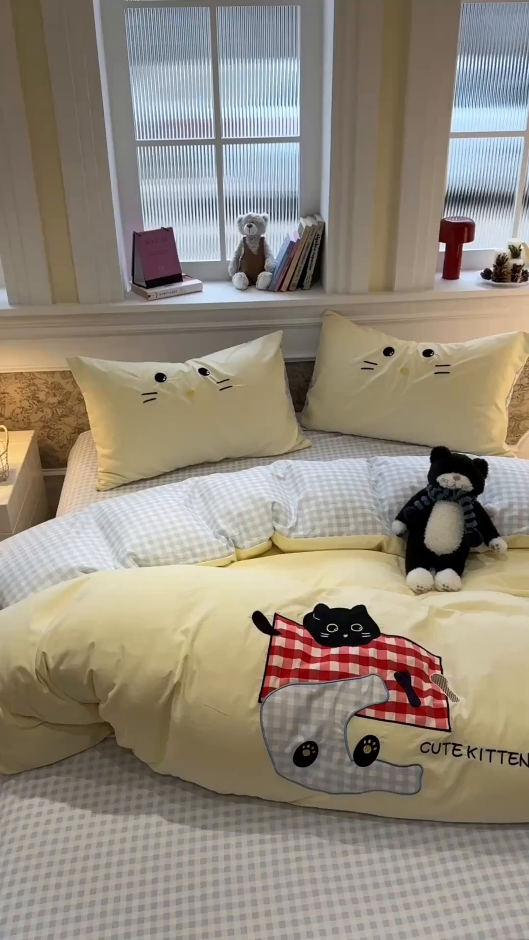 91家纺网 家纺一手货源 找家纺 曼谷家纺 2026年 水洗棉兔毛贴布绣四件套被套床单学生双人 躲猫猫