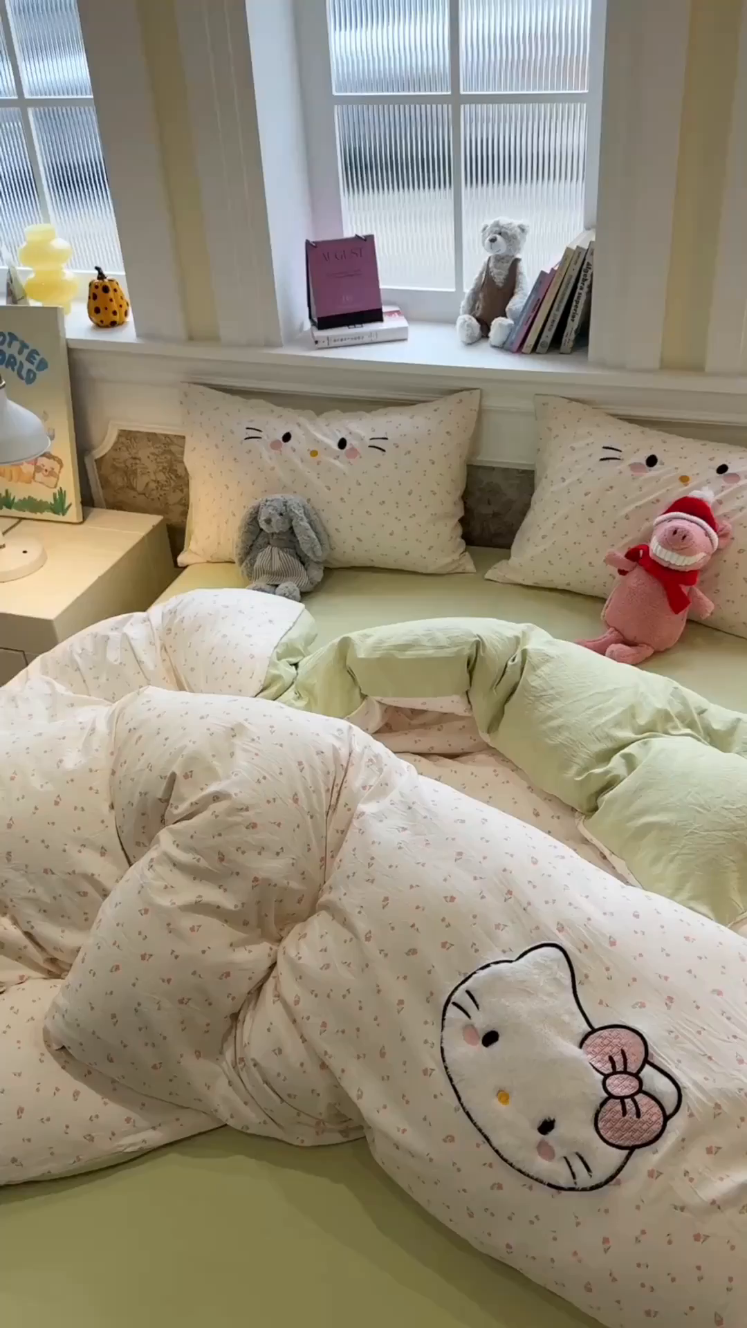 91家纺网 家纺一手货源 找家纺 曼谷家纺 2026年 水洗棉兔毛贴布绣四件套被套床单学生双人 可爱猫-碎花