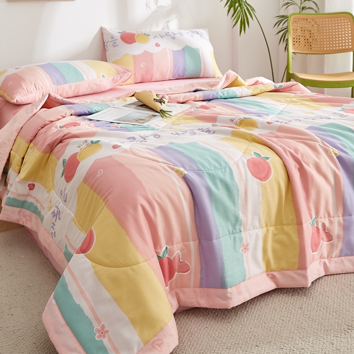 91家纺网 家纺一手货源 找家纺 海洋家纺 2026新款A类里外全棉印花夏被四件套 彩虹糖