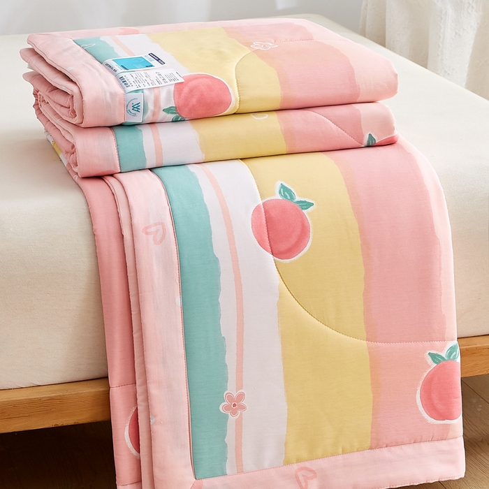 91家纺网 家纺一手货源 找家纺 海洋家纺 2026新款A类里外全棉印花夏被四件套 彩虹糖