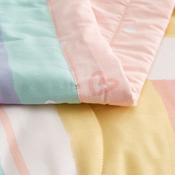 91家纺网 家纺一手货源 找家纺 海洋家纺 2026新款A类里外全棉印花夏被四件套 彩虹糖