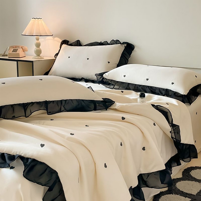 91家纺网 家纺一手货源 找家纺 （总）绒世界 2026新款水洗真丝冰丝美拉德风花边夏被四件套空调被夏凉被