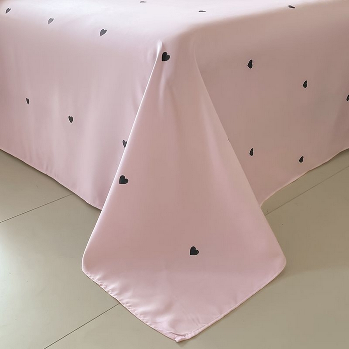 91家纺网 家纺一手货源 找家纺 绒世界 2026新款水洗真丝冰丝美拉德风花边夏被四件套空调被夏凉被 夏被-爱心-粉