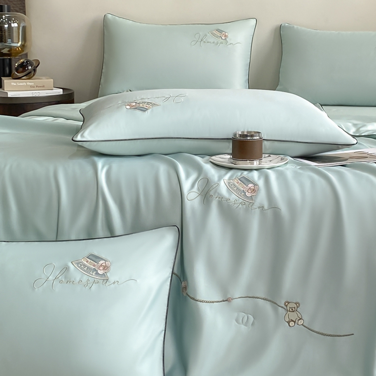 91家纺网 家纺一手货源 找家纺 （总）绒世界 2026新款刺绣水洗真丝夏被四件套公主日记系列-风格一