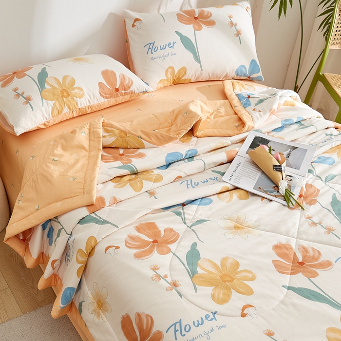 91家纺网 家纺一手货源 找家纺 海洋家纺 2026新款A类里外全棉印花夏被四件套 芙蓉花开