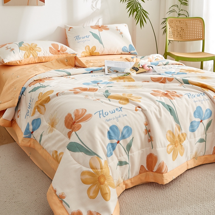 91家纺网 家纺一手货源 找家纺 海洋家纺 2026新款A类里外全棉印花夏被四件套 芙蓉花开