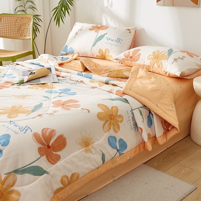 91家纺网 家纺一手货源 找家纺 海洋家纺 2026新款A类里外全棉印花夏被四件套 芙蓉花开