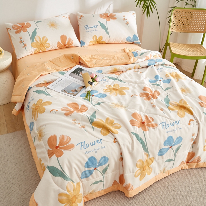 91家纺网 家纺一手货源 找家纺 海洋家纺 2026新款A类里外全棉印花夏被四件套 芙蓉花开