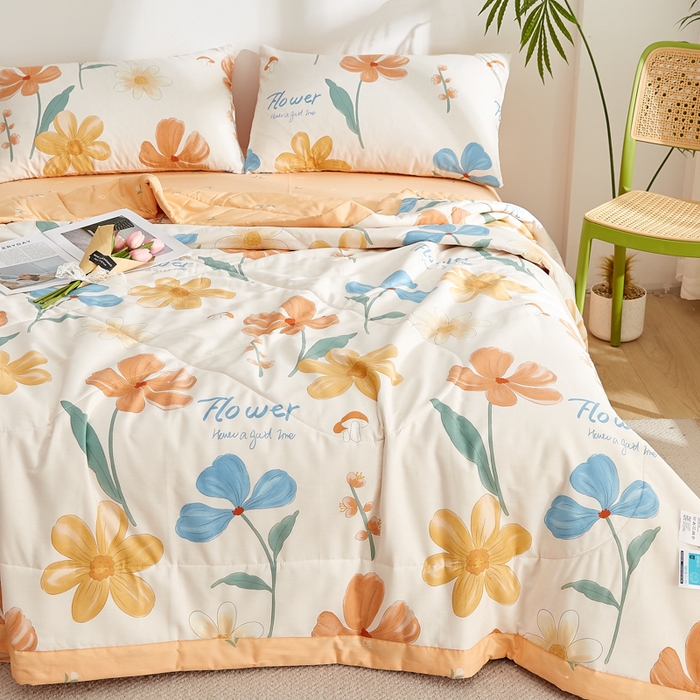 91家纺网 家纺一手货源 找家纺 海洋家纺 2026新款A类里外全棉印花夏被四件套 芙蓉花开