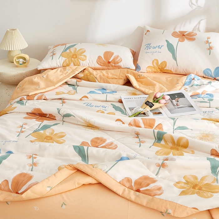 91家纺网 家纺一手货源 找家纺 海洋家纺 2026新款A类里外全棉印花夏被四件套 芙蓉花开