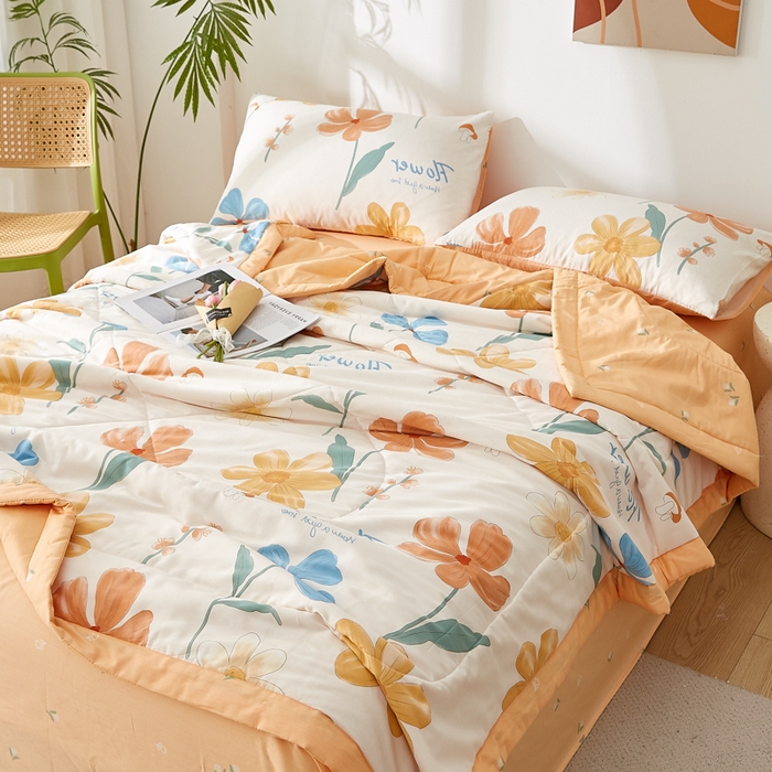 91家纺网 家纺一手货源 找家纺 海洋家纺 2026新款A类里外全棉印花夏被四件套 芙蓉花开