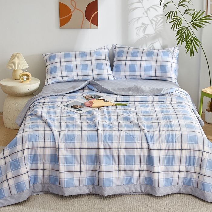 91家纺网 家纺一手货源 找家纺 海洋家纺 2026新款A类里外全棉印花夏被四件套 格调 兰