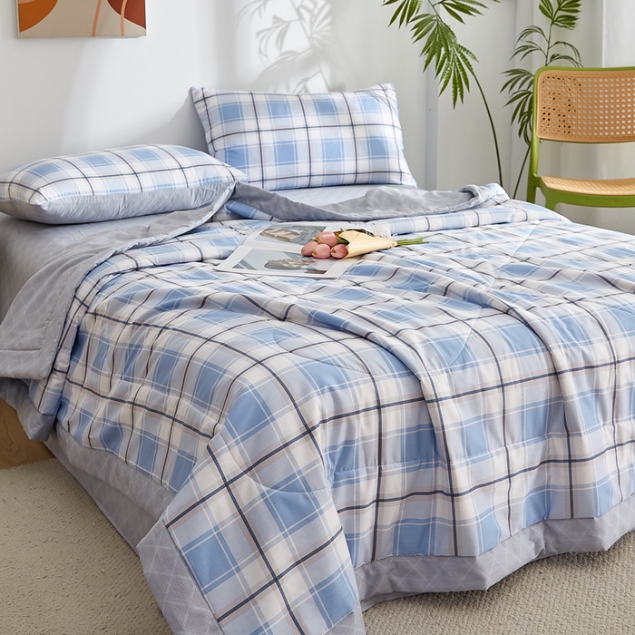 91家纺网 家纺一手货源 找家纺 海洋家纺 2026新款A类里外全棉印花夏被四件套 格调 兰