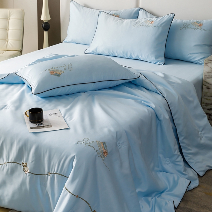 91家纺网 家纺一手货源 找家纺 绒世界 2026新款刺绣水洗真丝夏被四件套公主日记系列-风格二 公主日记-风铃兰