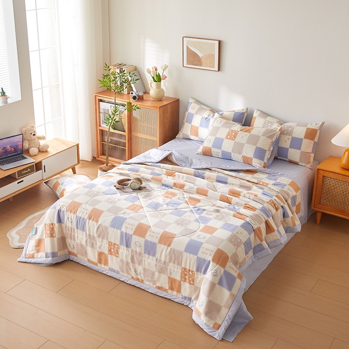 91家纺网 家纺一手货源 找家纺 海洋家纺 2026新款A类里外全棉印花夏被四件套 格瑞斯