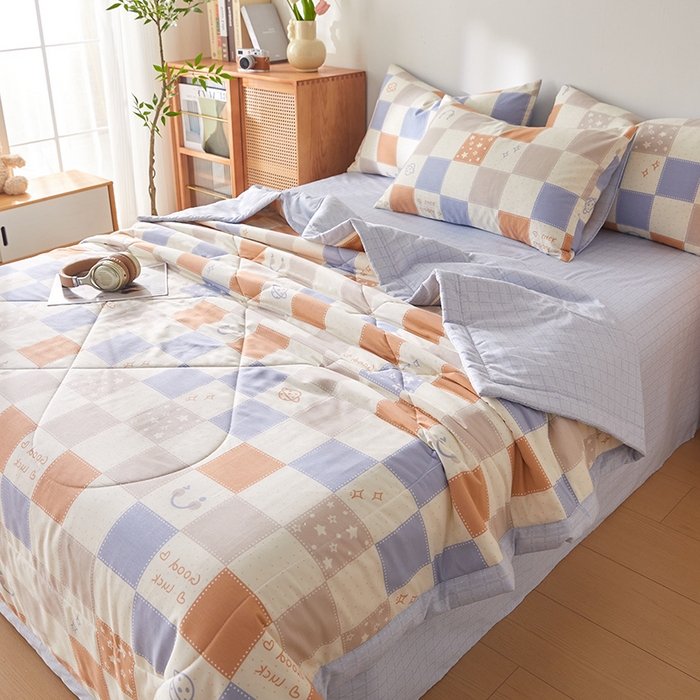 91家纺网 家纺一手货源 找家纺 海洋家纺 2026新款A类里外全棉印花夏被四件套 格瑞斯