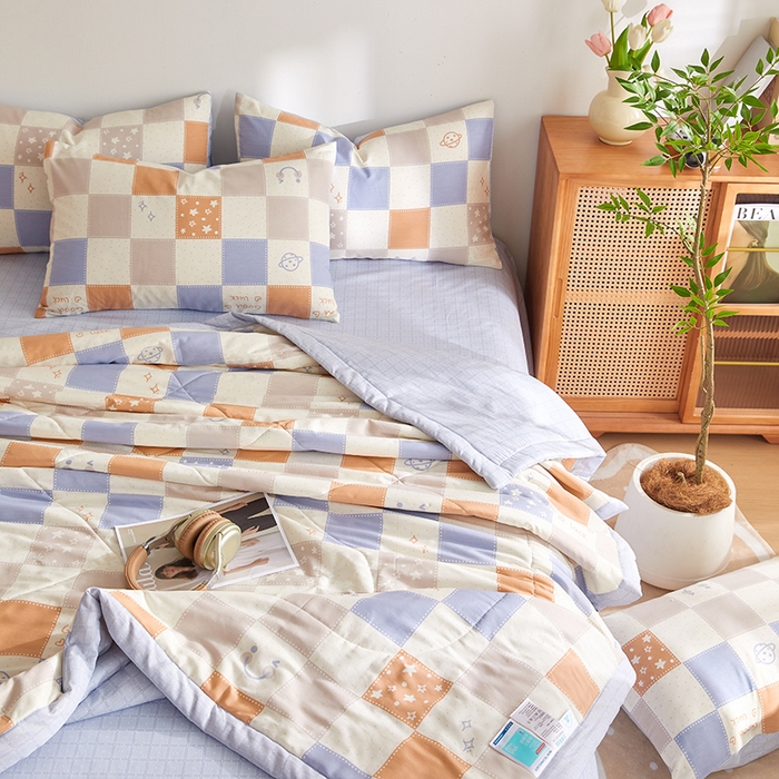 91家纺网 家纺一手货源 找家纺 海洋家纺 2026新款A类里外全棉印花夏被四件套 格瑞斯