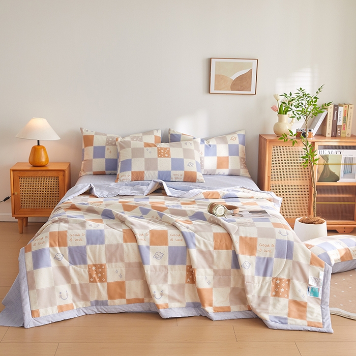 91家纺网 家纺一手货源 找家纺 海洋家纺 2026新款A类里外全棉印花夏被四件套 格瑞斯