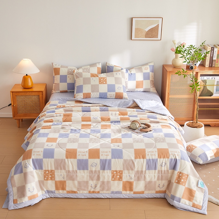 91家纺网 家纺一手货源 找家纺 海洋家纺 2026新款A类里外全棉印花夏被四件套 格瑞斯