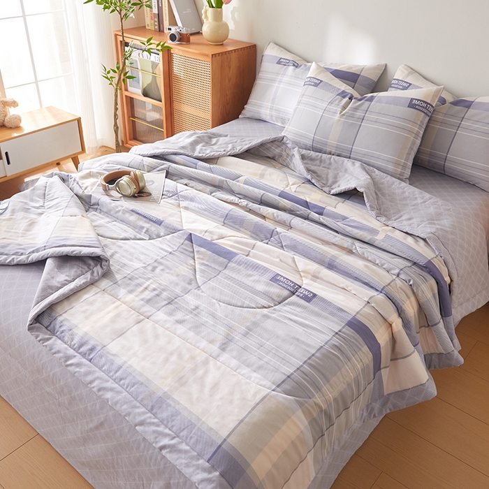 91家纺网 家纺一手货源 找家纺 海洋家纺 2026新款A类里外全棉印花夏被四件套 格韵空间